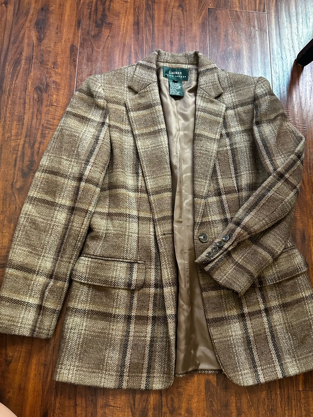 Lauren Ralph Lauren green label 100% wool Brown Plaid Sport Coat 6